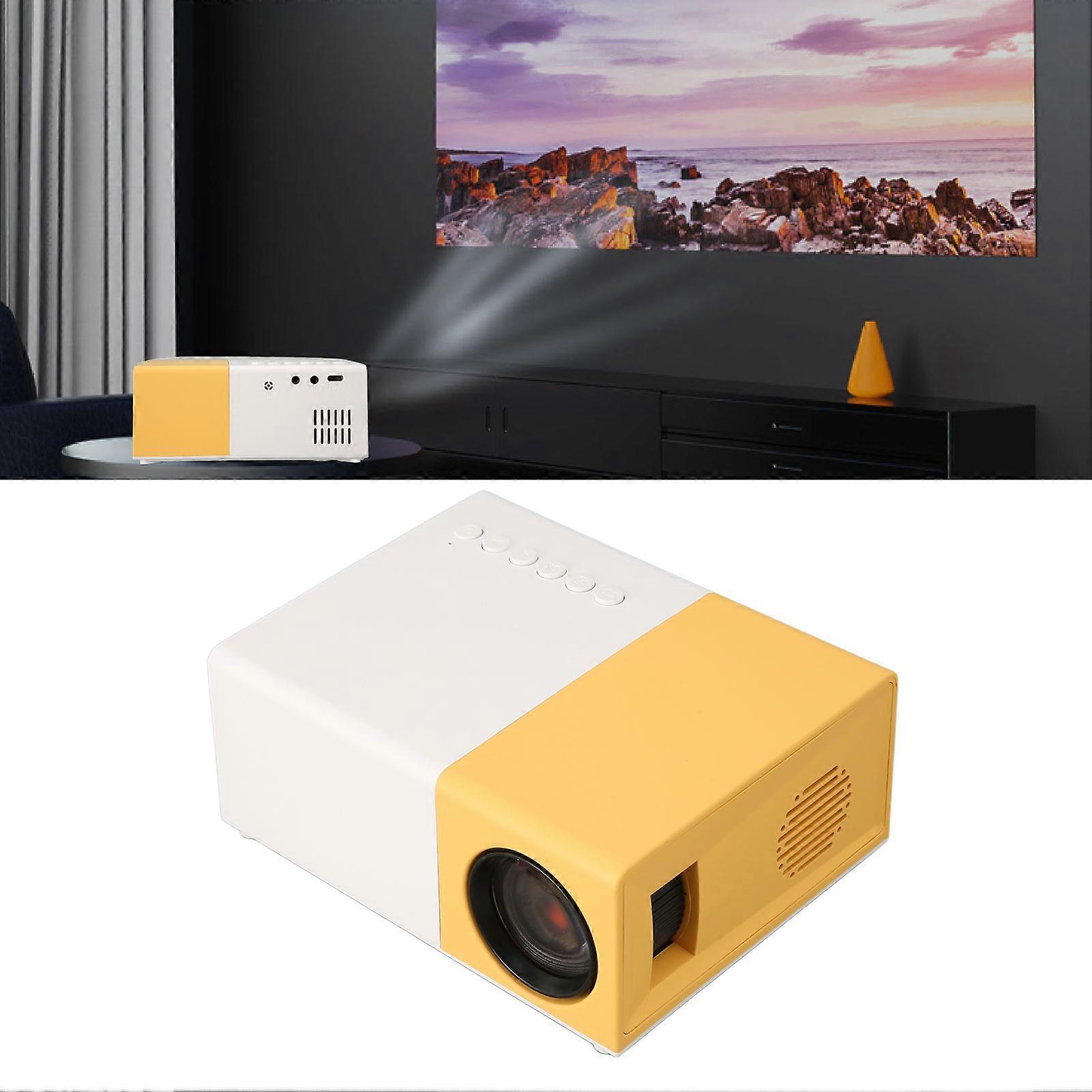 Mini Projecteur LED 100 ANSI Lum 1920x1080P Jaune Blanc Prise UE