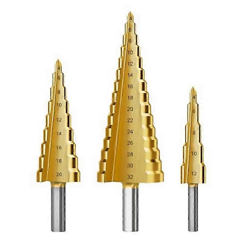 Step Drill Bit Set 3pcs Titanium Step Drill Bits A