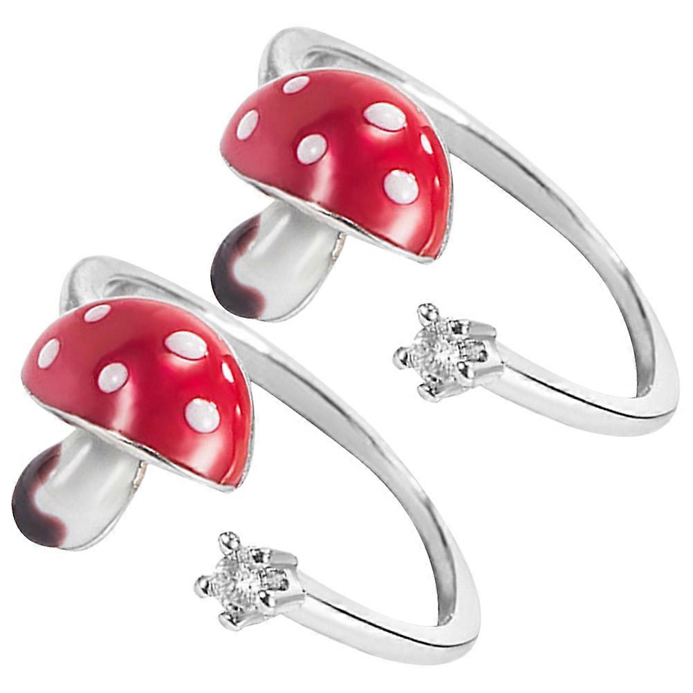 Open Mushroom Ring 2Pcs Multi Alloy for Decoration Durable with Punk Knuckle Ring Charm