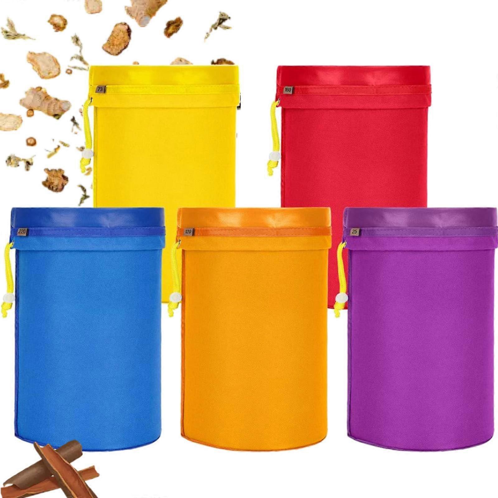 5Gallon Filter Bag With Filter Screen And Storage Pouch, Oxford Cloth, Reusable Waterproof Storage Bag (5 Pack)