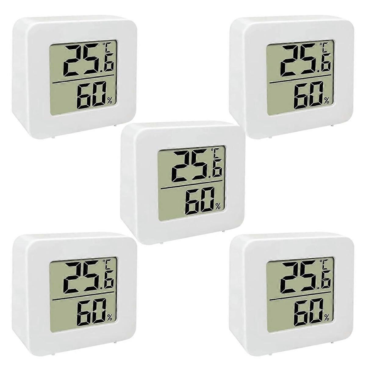 5 Pack Mini Digital LCD Display Temperature Humidity Meter Sensor Wall Mounted Indoor Room Weather