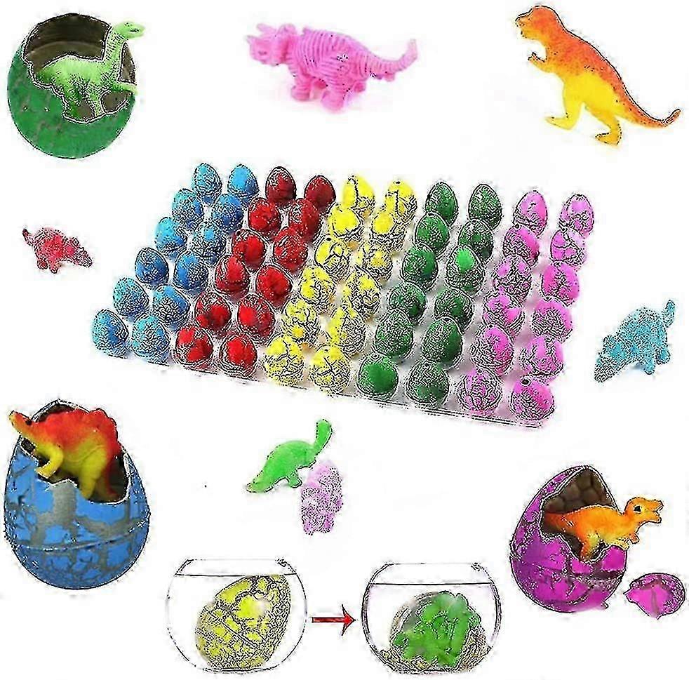 60pcs Cute Magic Hatching Growing Dinosaur Eggs Multicolor Add Water Kids Toy - KM