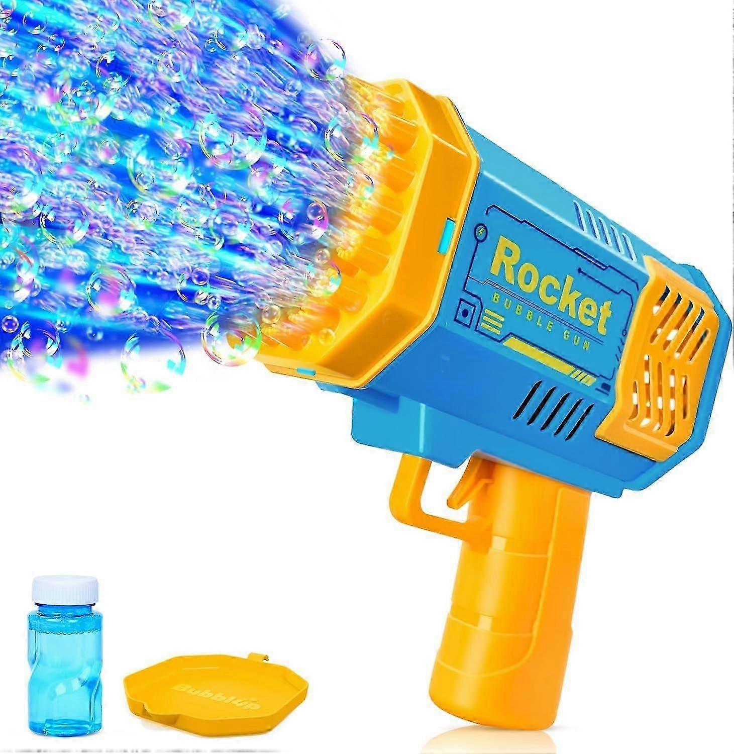 Bubble Machine Toy for Ages 3-8 Boys Girls with Solution, Rocket Shape Bubble Gun Toy for