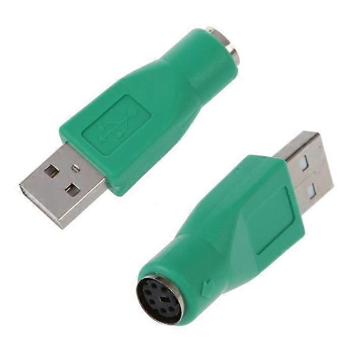PS/2 Female to USB Male Keyboard and Mouse Converter Adapter - Green - Pack of 2