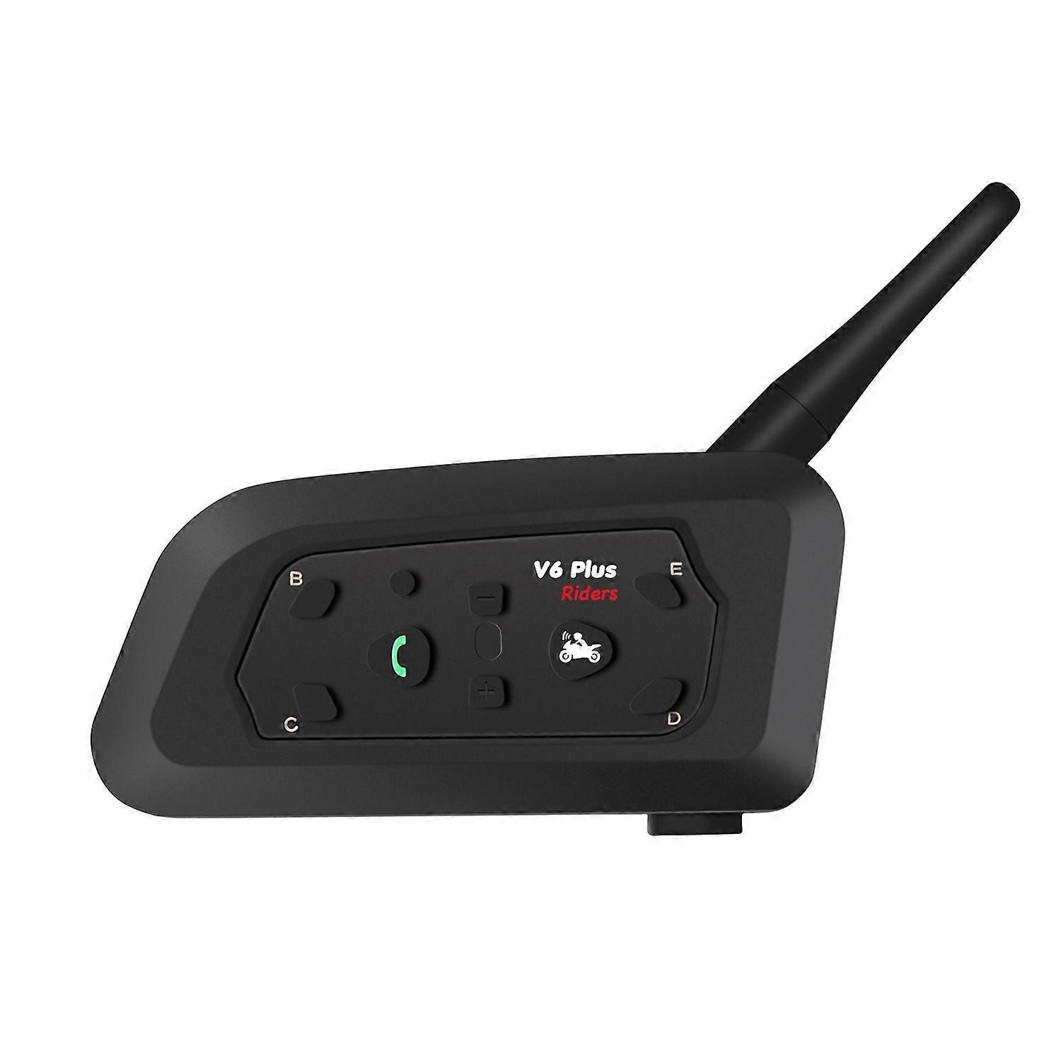 V6 Motorcycle Bluetooth Intercom Headset 1200M, Full Duplex, Connect 6 Riders, for Cycling, Ski Mountaineering, Double Pack(Black)