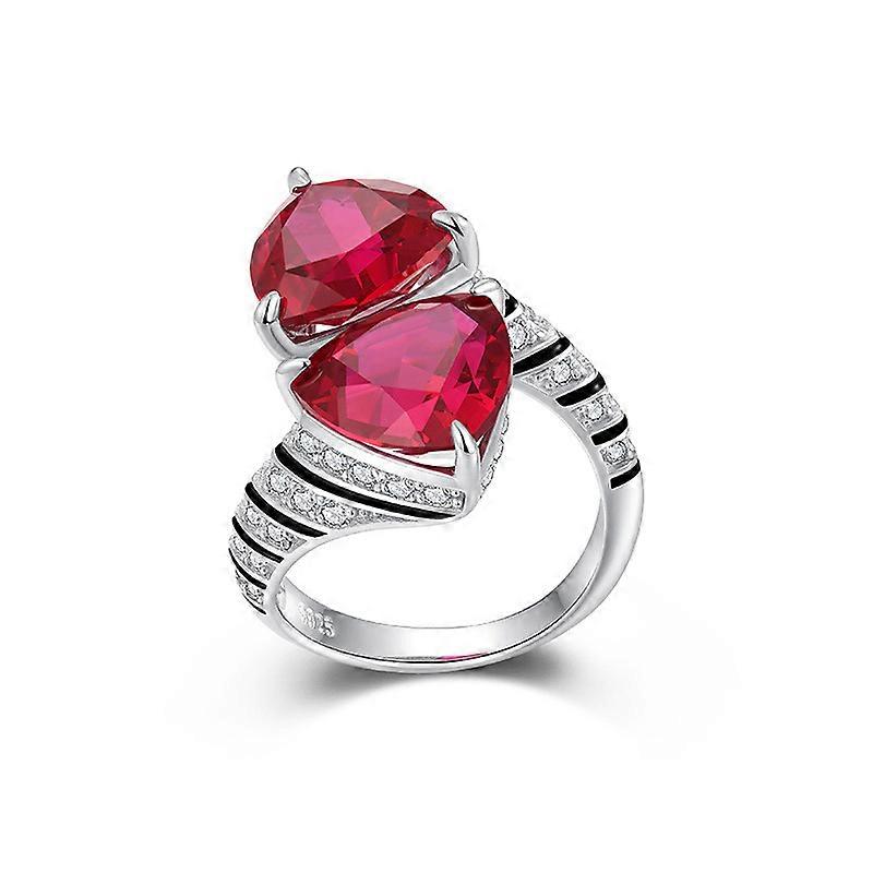Sterling Silver 925 Lab-grown Ruby Snake-Motif Ring Stylishly paired for banquets