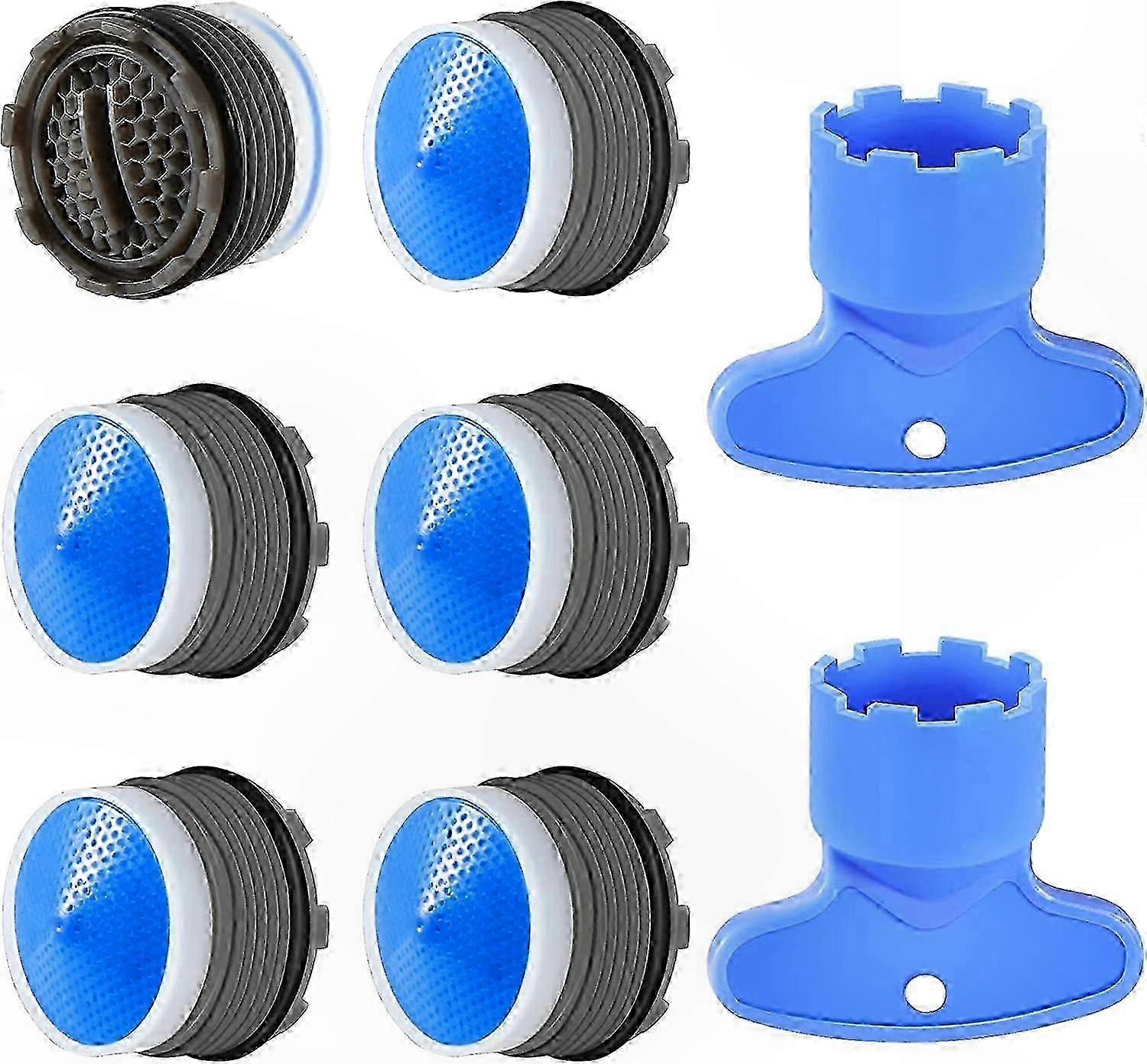 6-Pack M18.5 Faucet Aerator, Water-Saving Sink Aerator with Dual Wrench, Bathroom and Kitchen Use, Blue