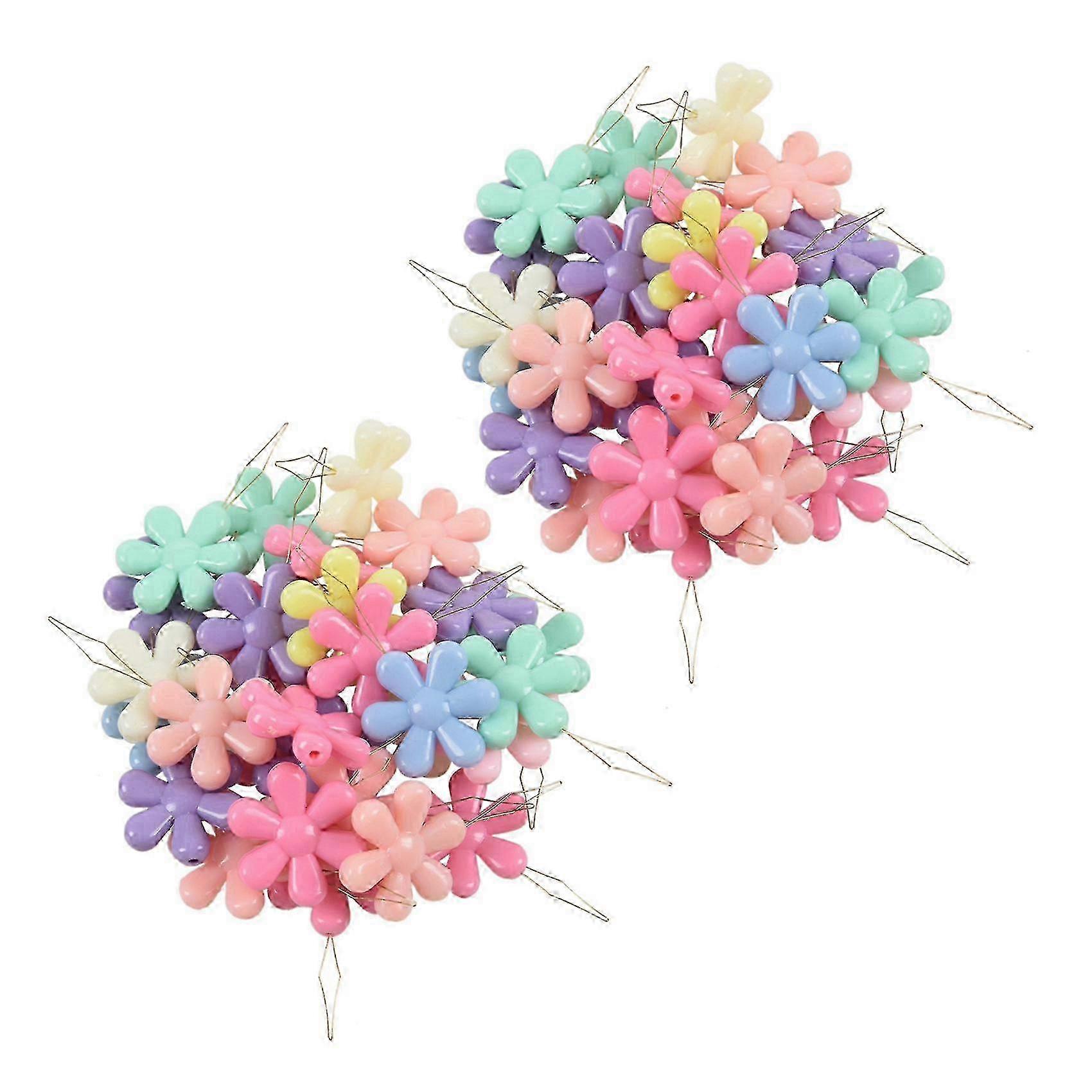 2025 60Pcs Random Color Plastic+Metal Flower Head Wire Loop DIY Needle Threader Insertion Hand Machine S