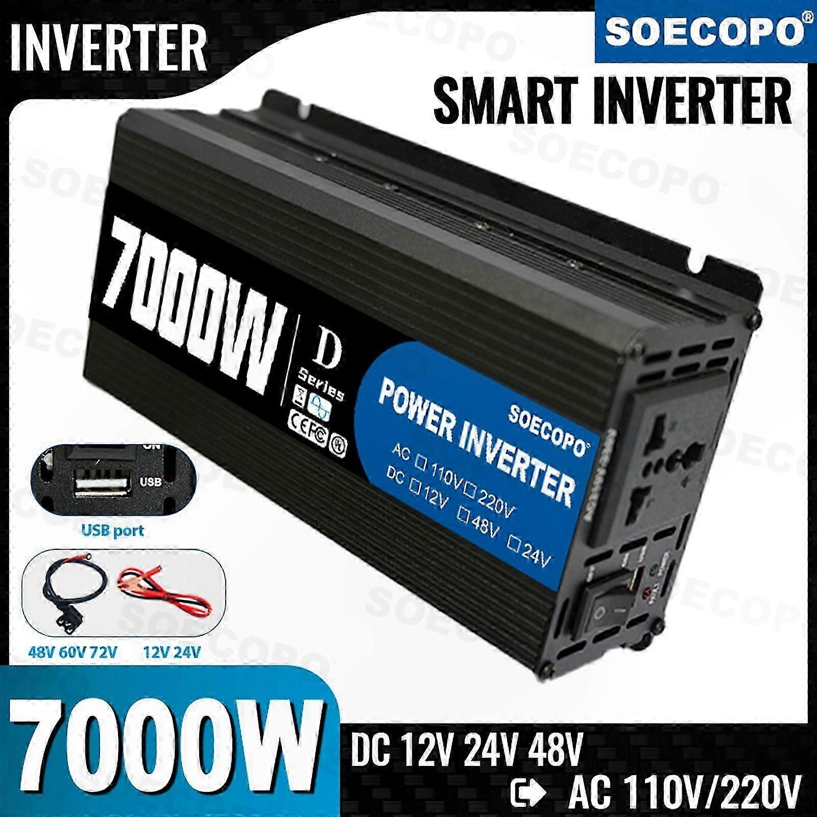 DC to AC Power Inverter 12/24/48V to 110/220V Smart Converter Adapter Charger