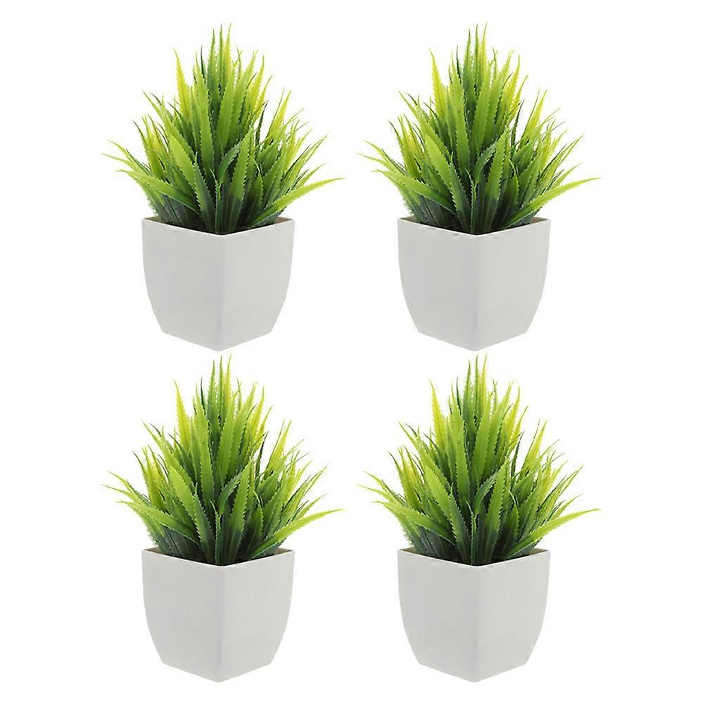 Realistic Artificial Plants for Decor Faux Greenery for Bookshelf 4 Pcs Beige Plastic