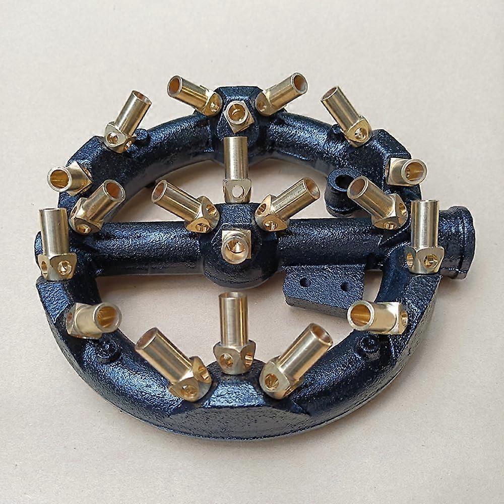 Black Natural Gas Jet Burner for Wok Range, 20 Tips, Cast Iron Body, Round Multi-Nozzles for Stir Fry and Grilling