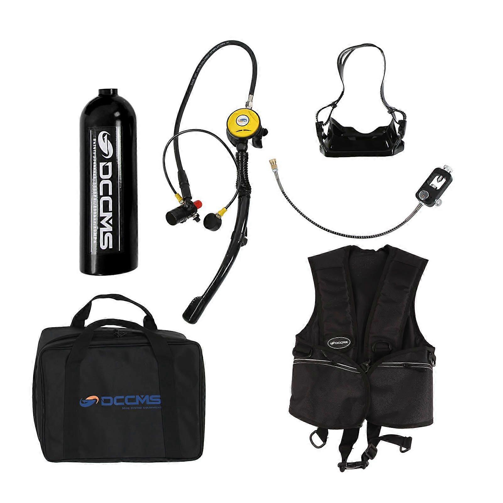 DCCMS DS2000 2L Mini Scuba Tank Oxygen Cylinder Set with Diving Goggles Diving EquipmentBlack Oxygen Cylinder