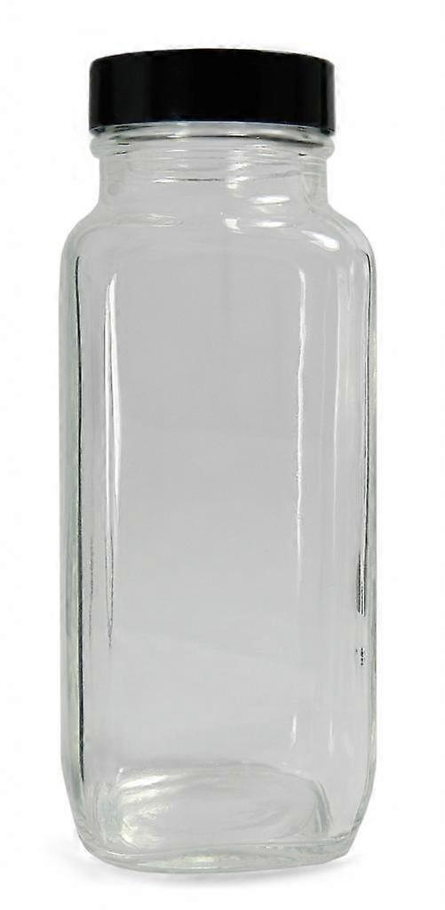 GLC01399 French Square Bottle 58400 Black Phenolic Cap, Pulp/Vinyl Lined, Vacuum and Ionized, 950 mL Clear, Pack of 12