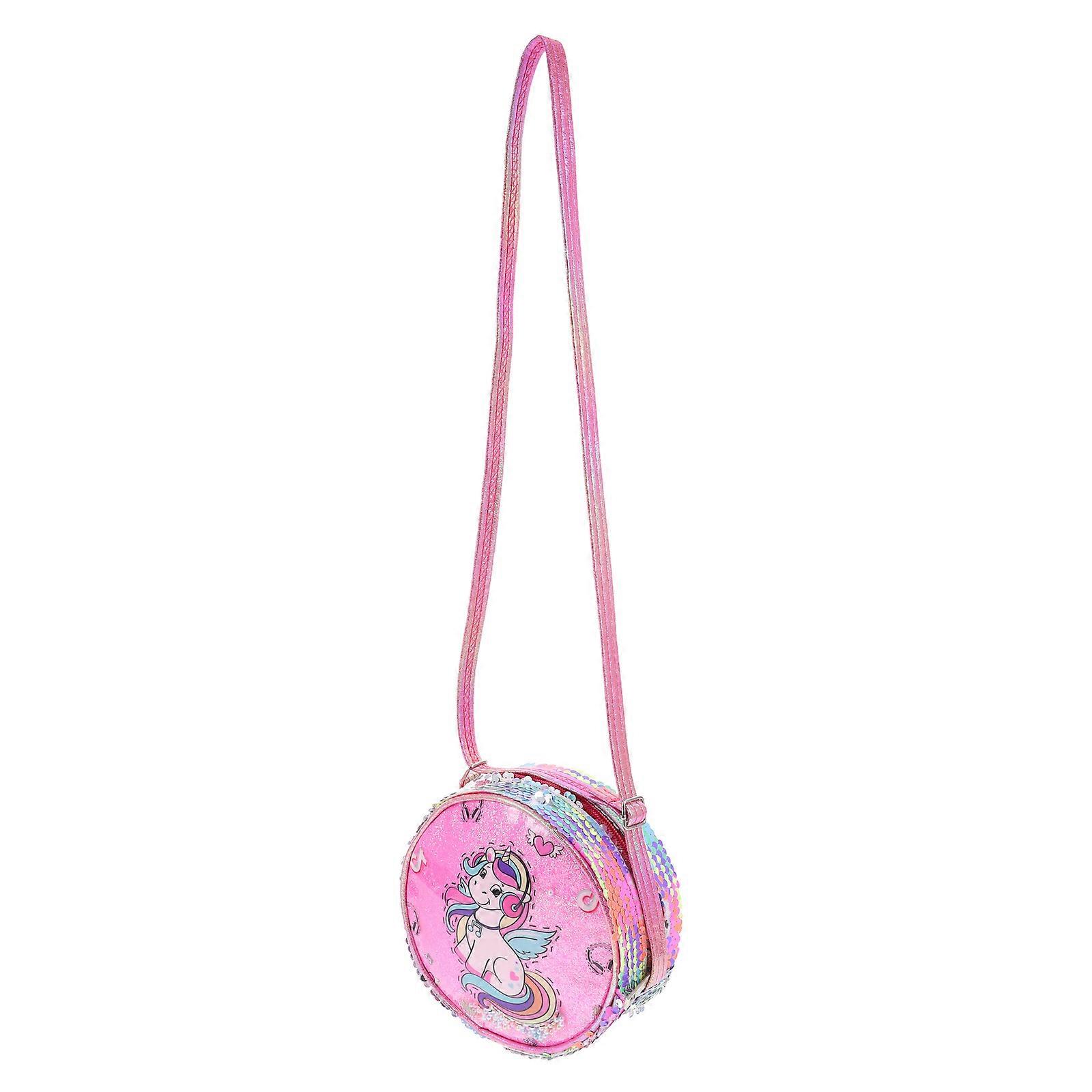 Glitter Sequined Bag Decorative Bag for Storage Use Rosy Unicorn Design
