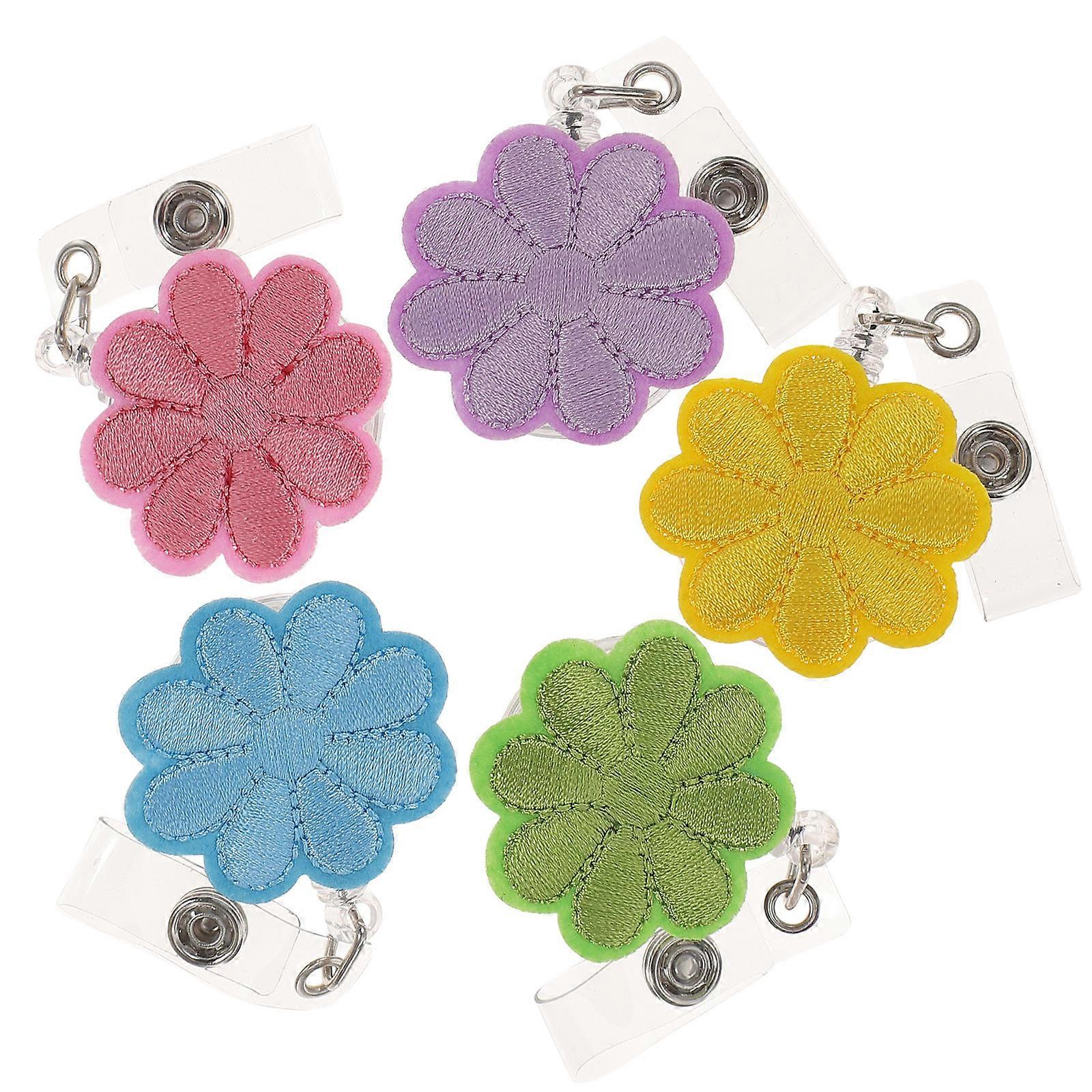 Flower Name Tag Badge Holder for Office with 5Pcs Retractable Badge Reel Set