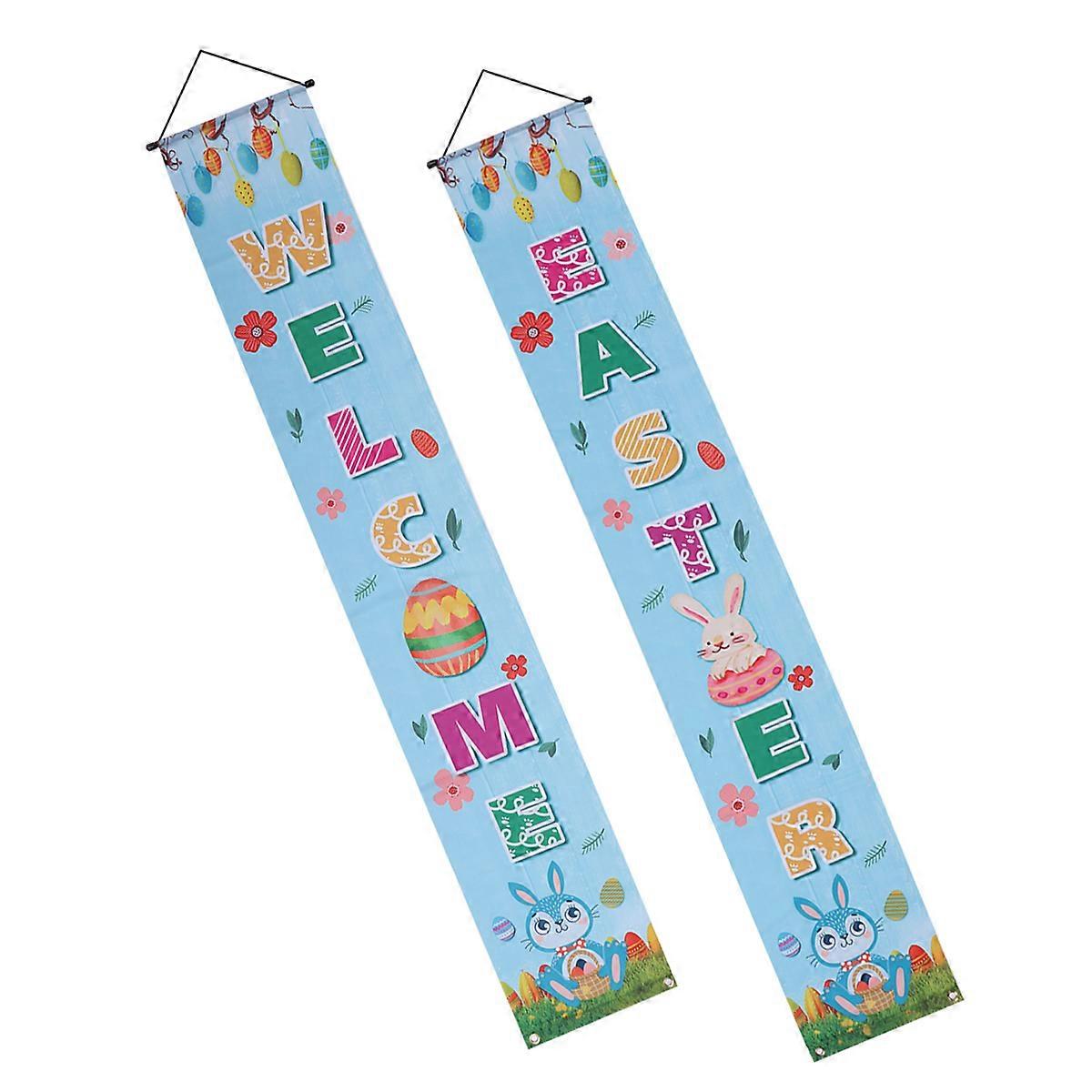 Front Door Decor for Easter Hanging Curtain 1Pair Creative Banner