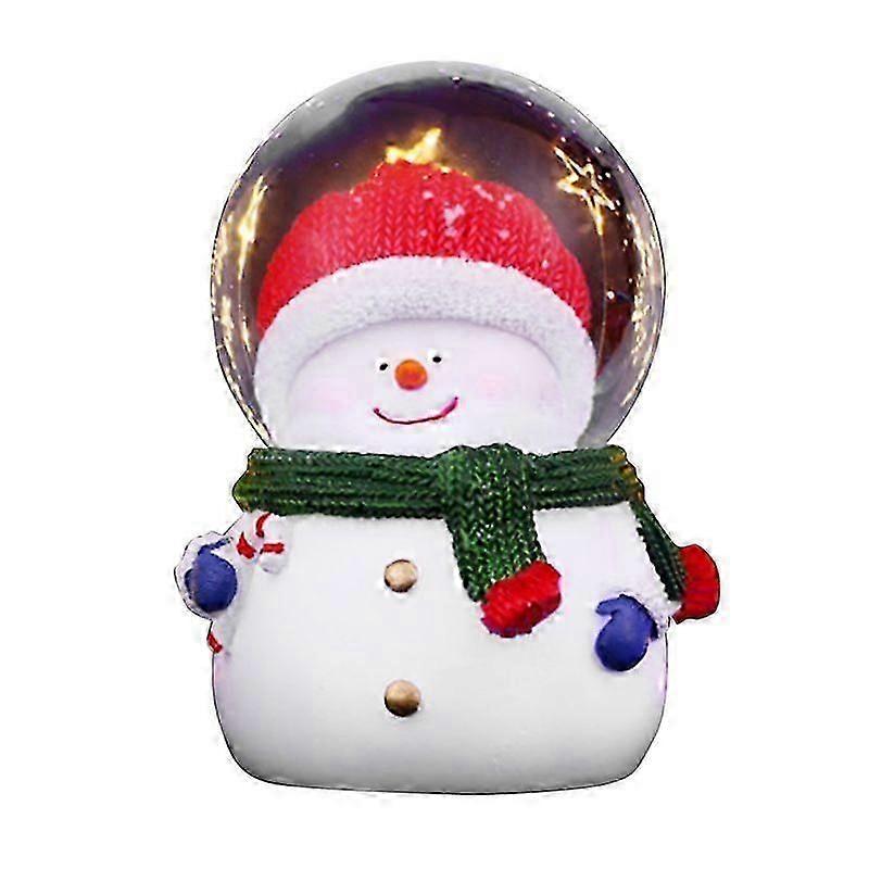 Christmas Snow Globe Color Changing Lighted Christmas Crystal Ball Decor Resin Glass Christmas Ball Ornaments Big Headed Large Snowman