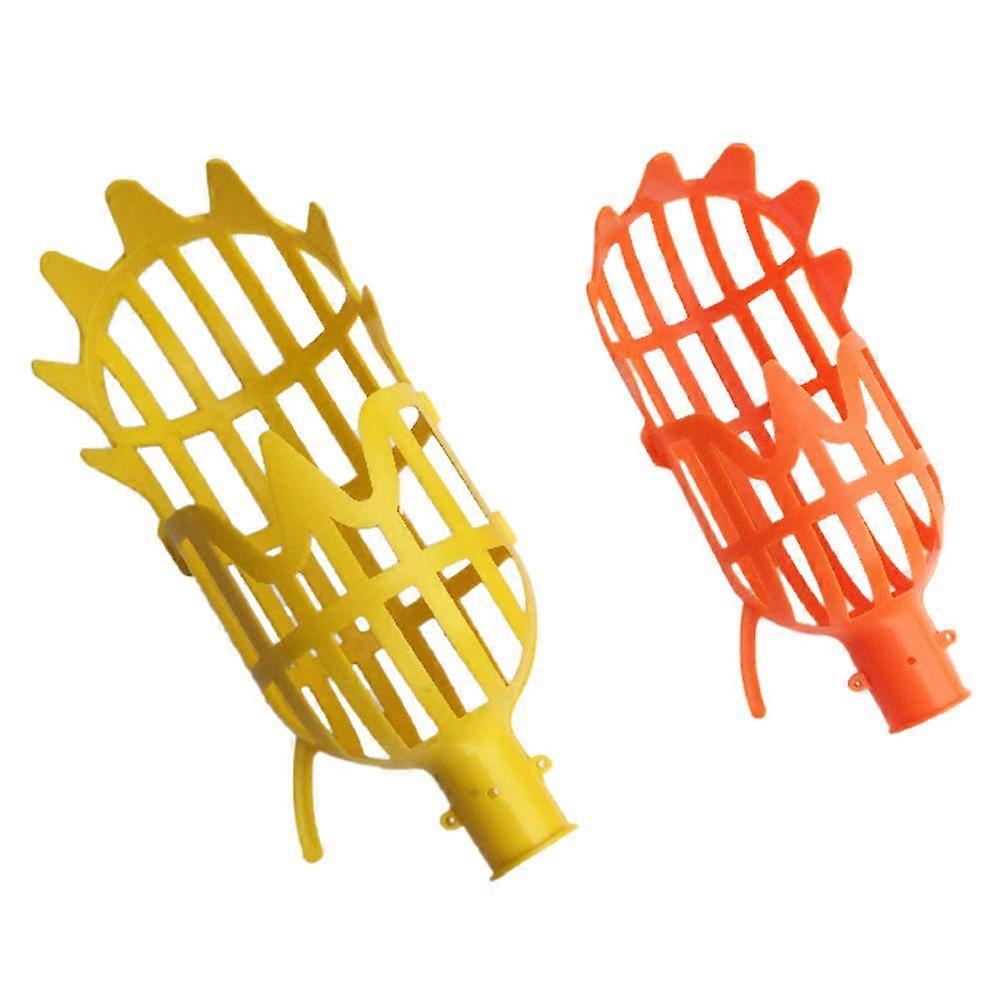 2pcs High-altitude Fruit Picker Plastic Fruit Picking Tool (S Orange+L Yellow)