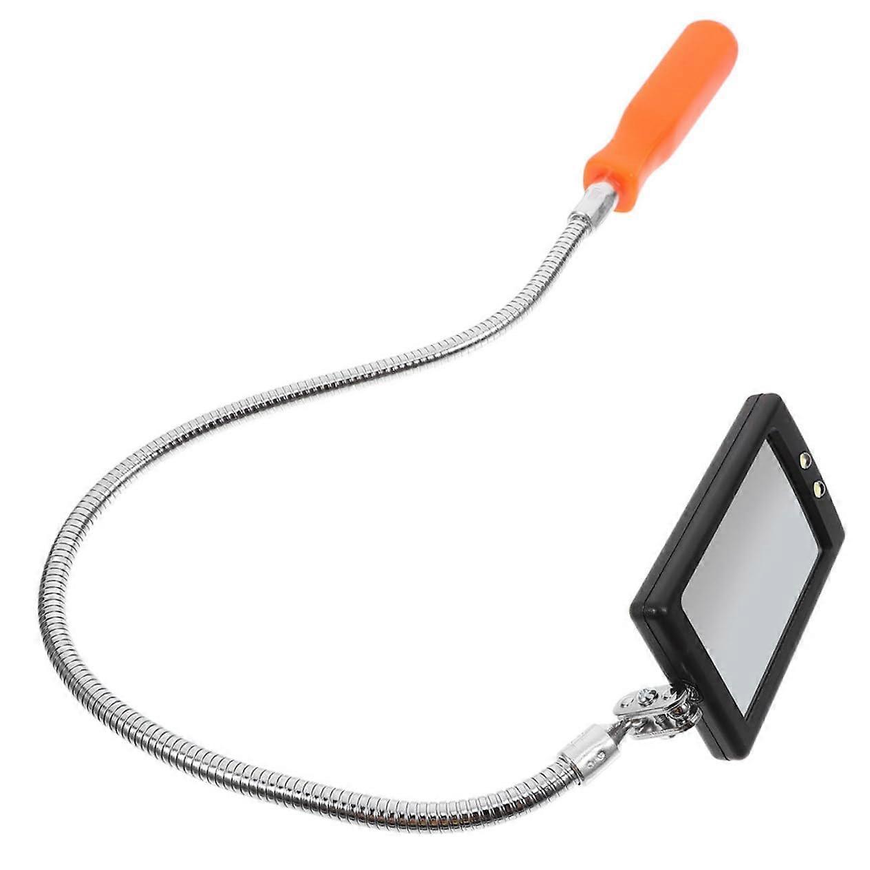 Flexible Inspection Mirror with LED Light - Rotating Automotive Underbody Mirror Tool for Car Maintenance and Repairs
