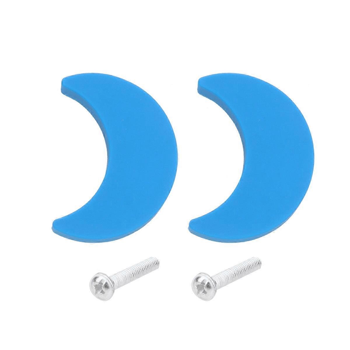 2 Pcs Anti-bumping Cartoon Handle Simple Rubber Wardrobe Pull Knob Unique Fashion Moon Cabinet Door Drawer Handle (Blue)