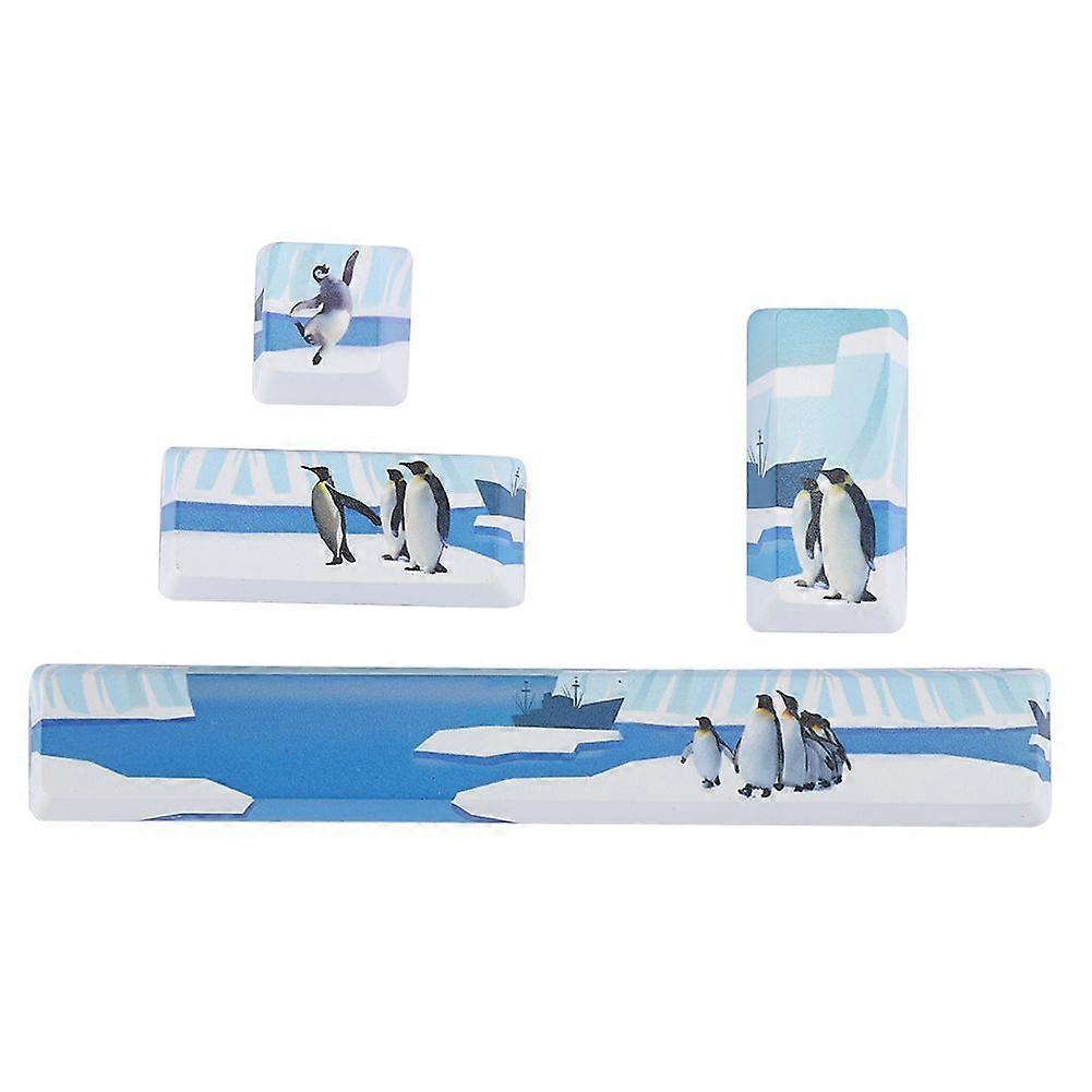 Penguins Pattern Keycaps Kit SpaceEScEnterNumpad Enter Key Cap for Mechanical Keyboard(Penguins Pattern, 4Pcs )