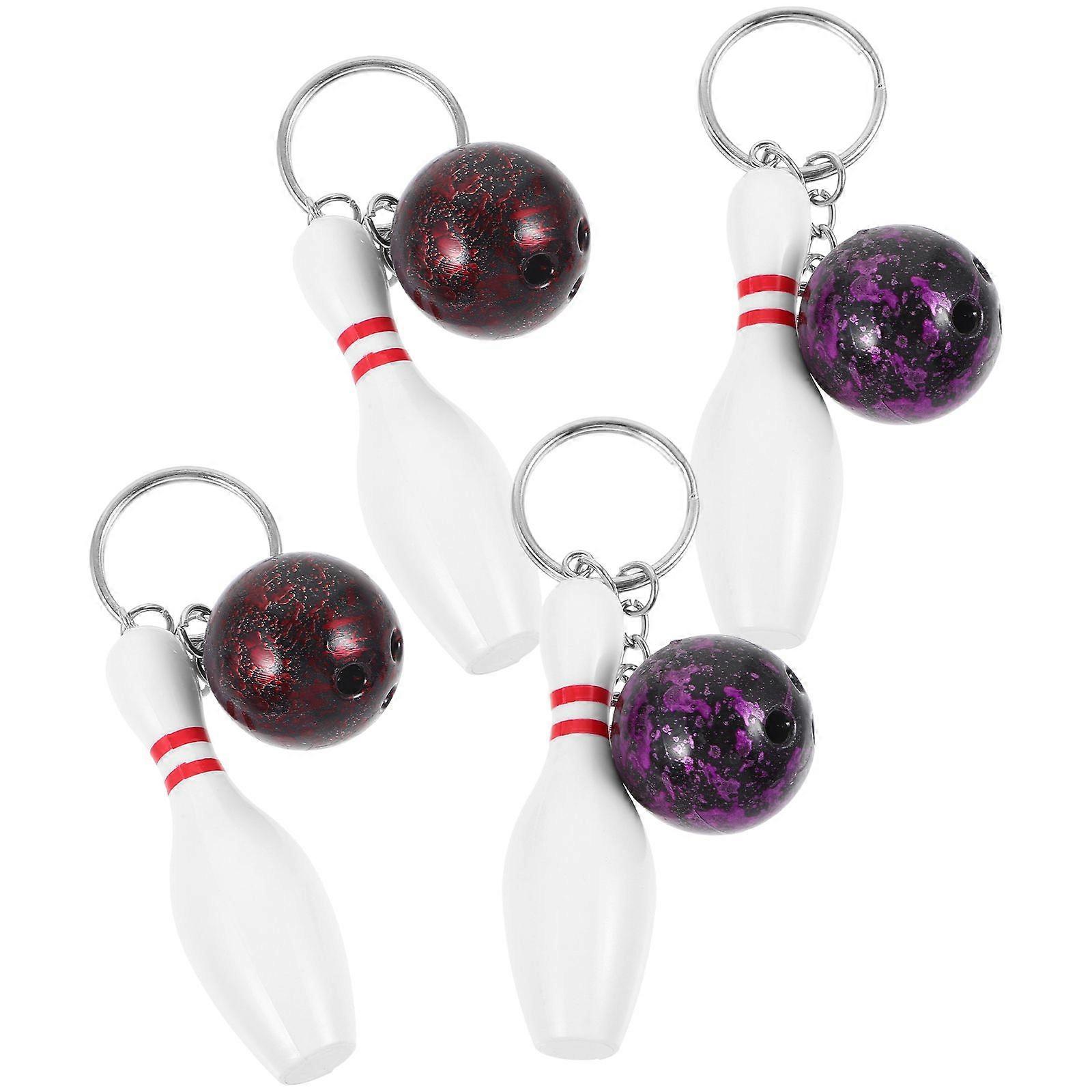 4pcs Decorative Bowling Keychains Bag Backpack Hanging Keychains Decors Small Bowling Keychains