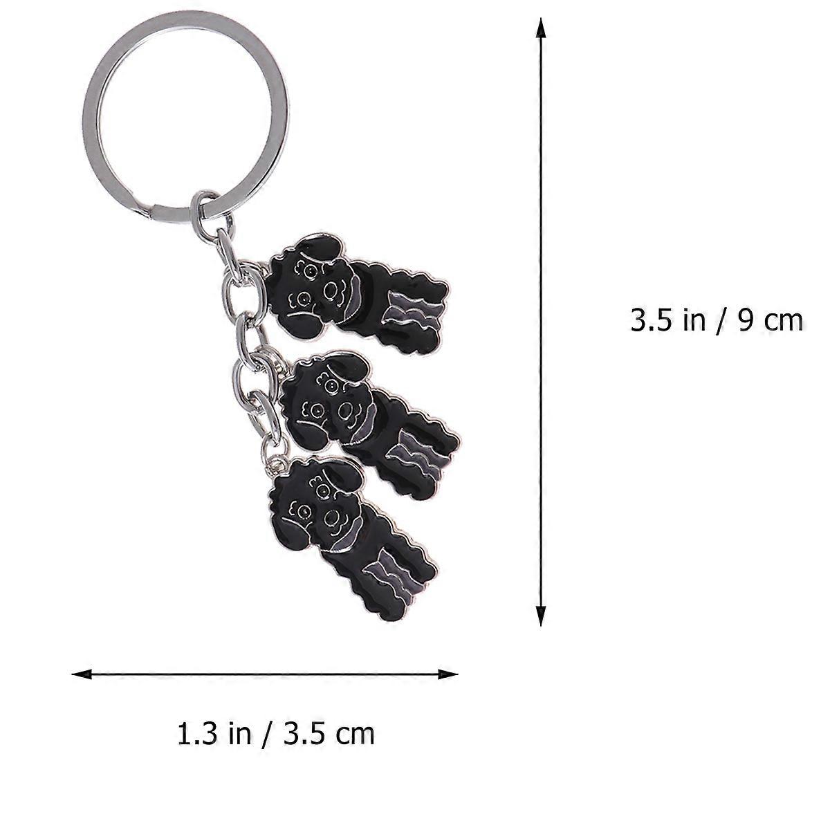 Car Key Ring Metal Poodle Shape Keychain for Hanging Keys Black