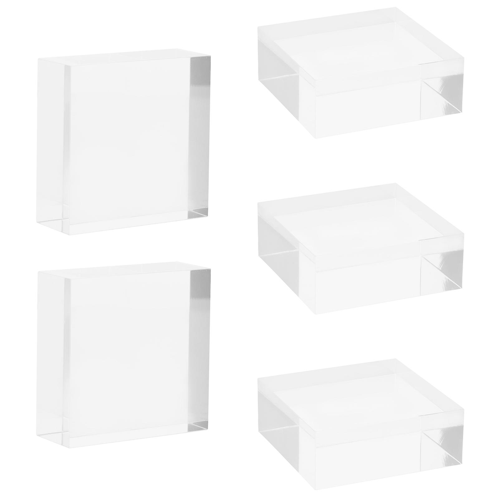 Acrylic Display Block Transparent Square Base for Display Use 5Pcs Set