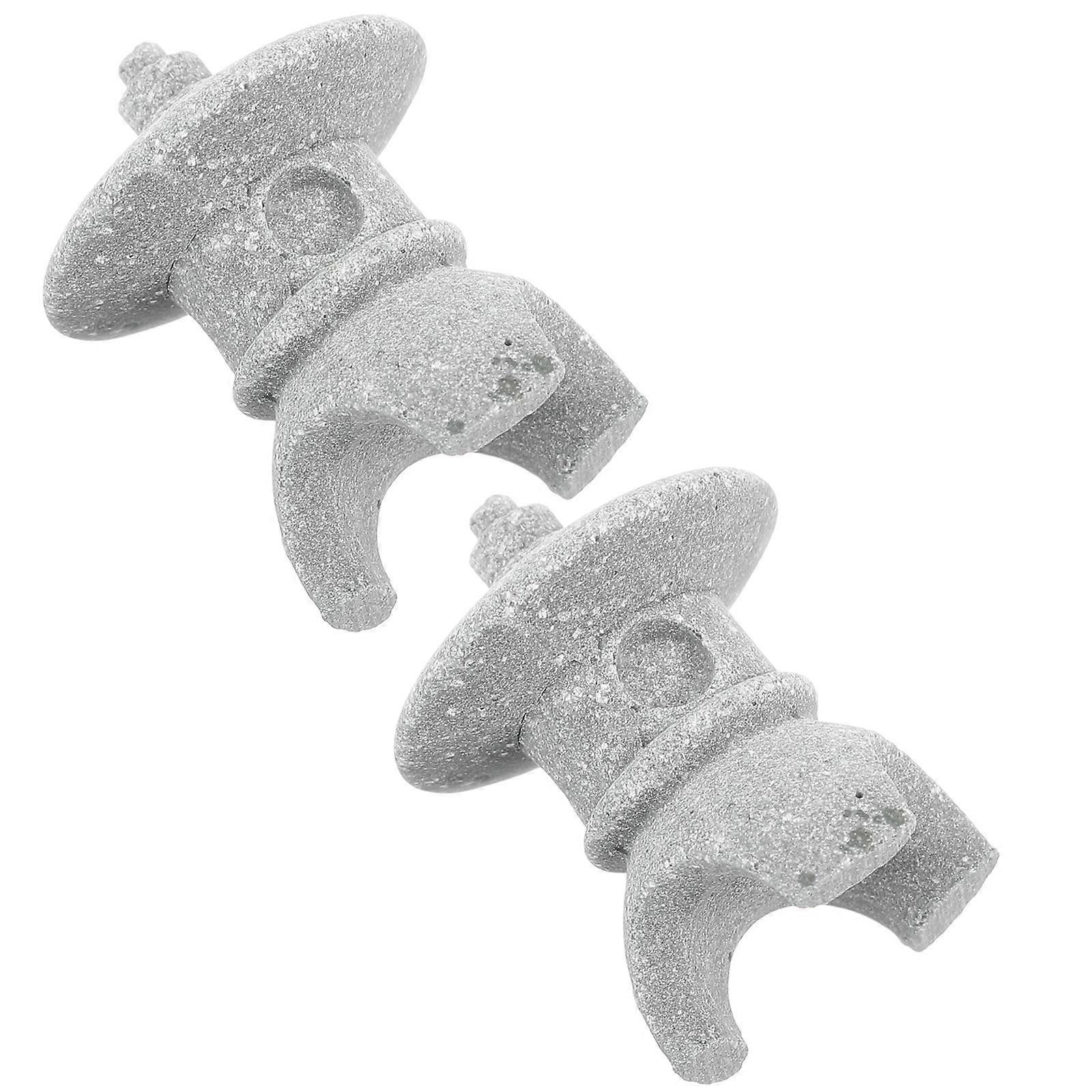 Japanese Garden Figurine Statue Zen Garden Style Aquarium Decor Grey 1.1×0.9×0.9in 2Pcs