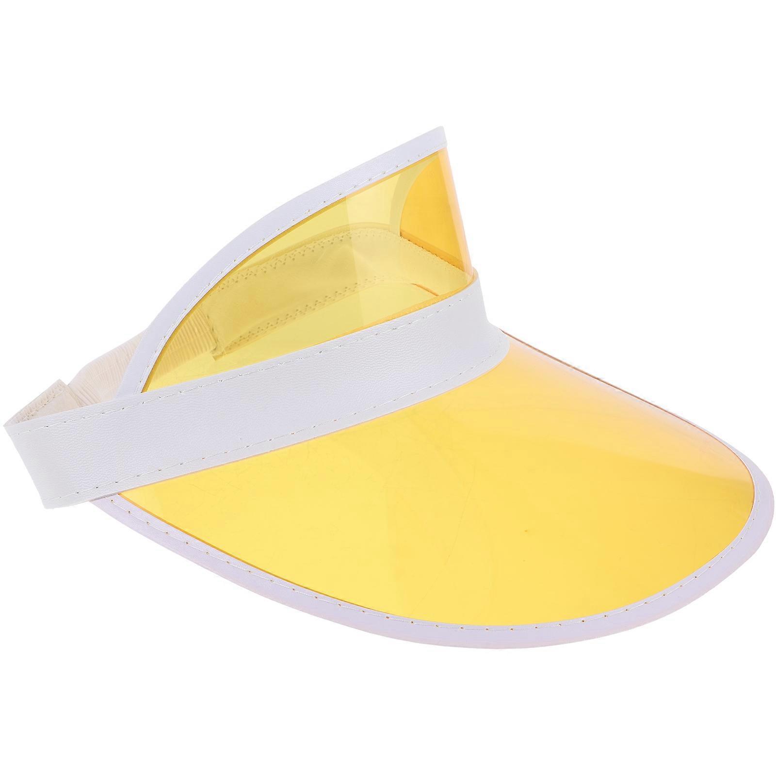 3Pcs Plastic Sun Visor Hat Yellow for Outdoor Use with Wide Brim