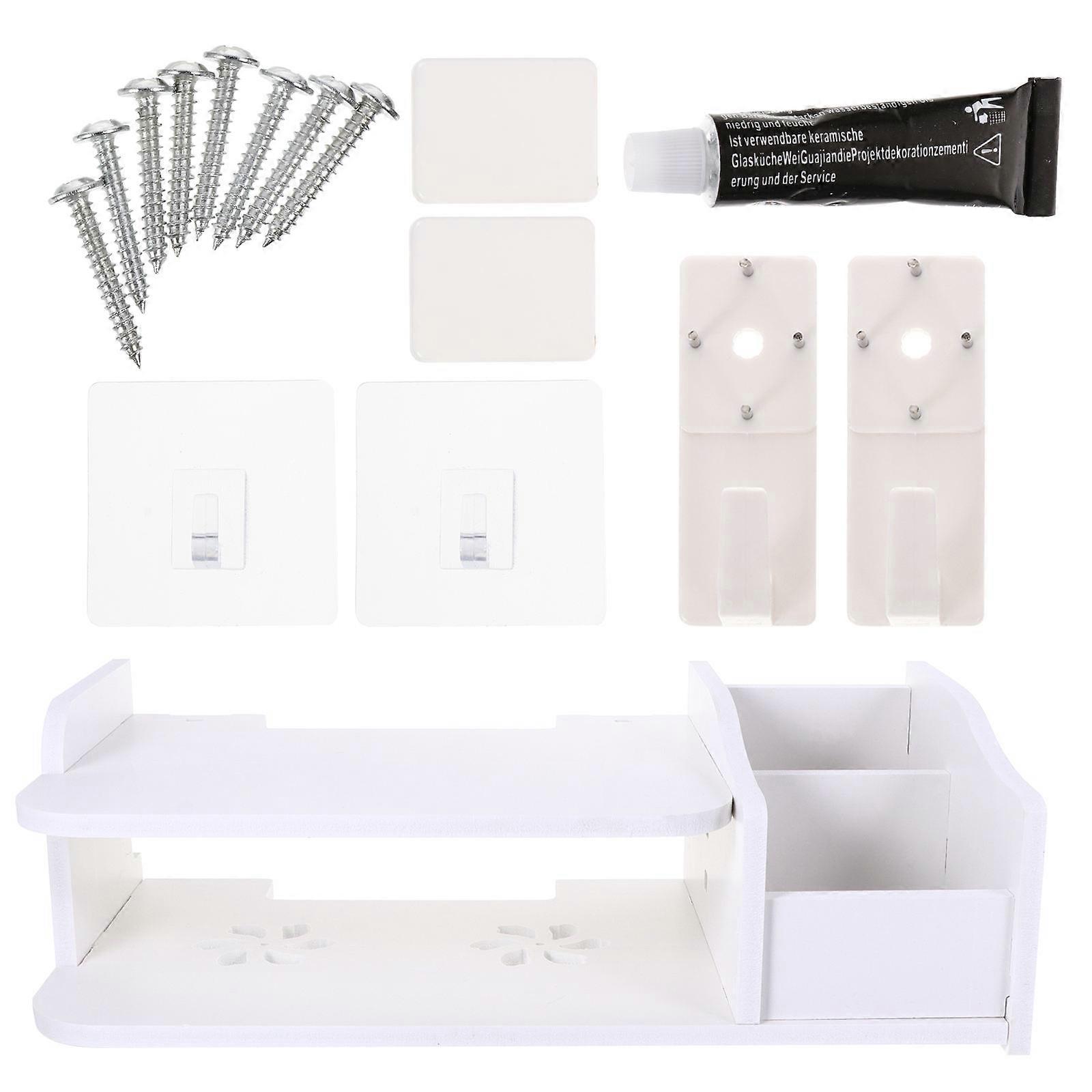 Floating Wall Shelf Set For Home Organization 40x19x15cm Waterproof Storage Solution With Punch Free Installation 2Pcs
