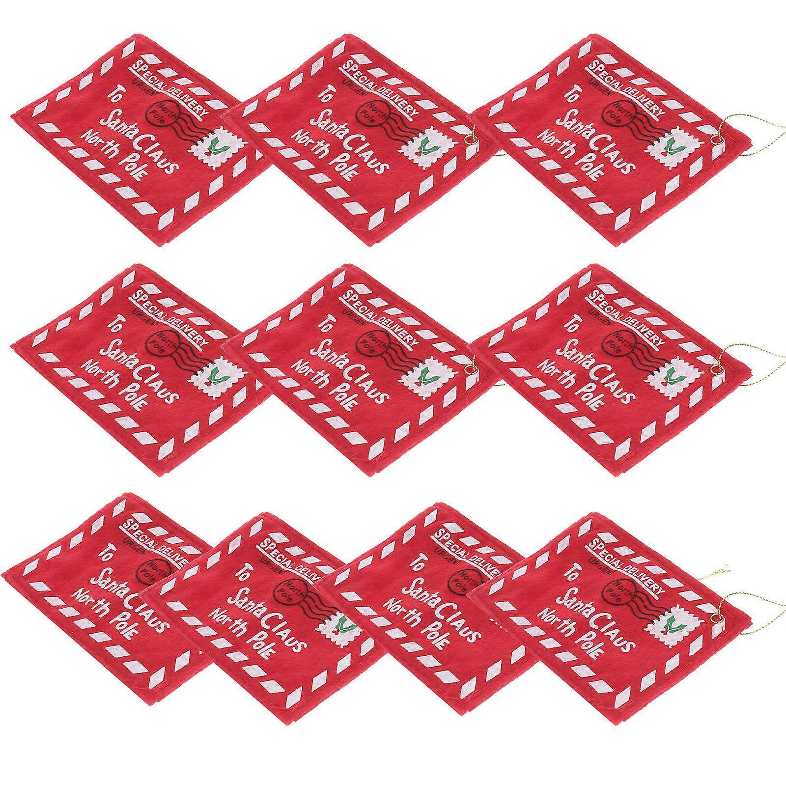 Santa Claus Felt Envelope for Christmas Candy Storage 2Pcs Dark Red Ornament