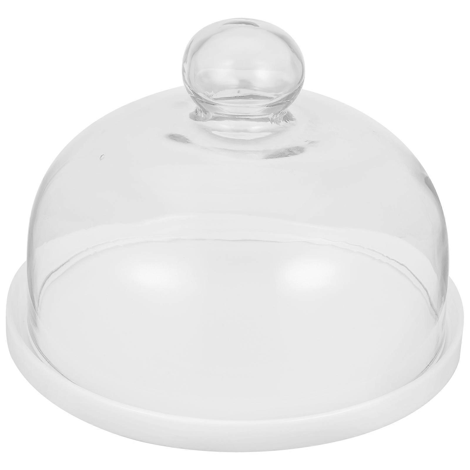 Ceramic Dessert Plate with Glass Cover for Storage 3Pcs