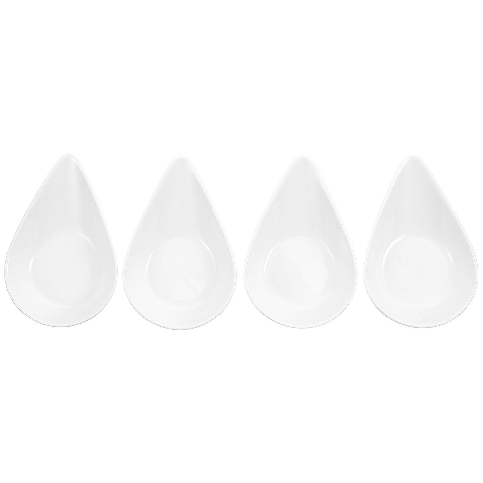 Serving Trays Snack Plates Ceramic Spoon Rests Holders Home Use White 4Pcs