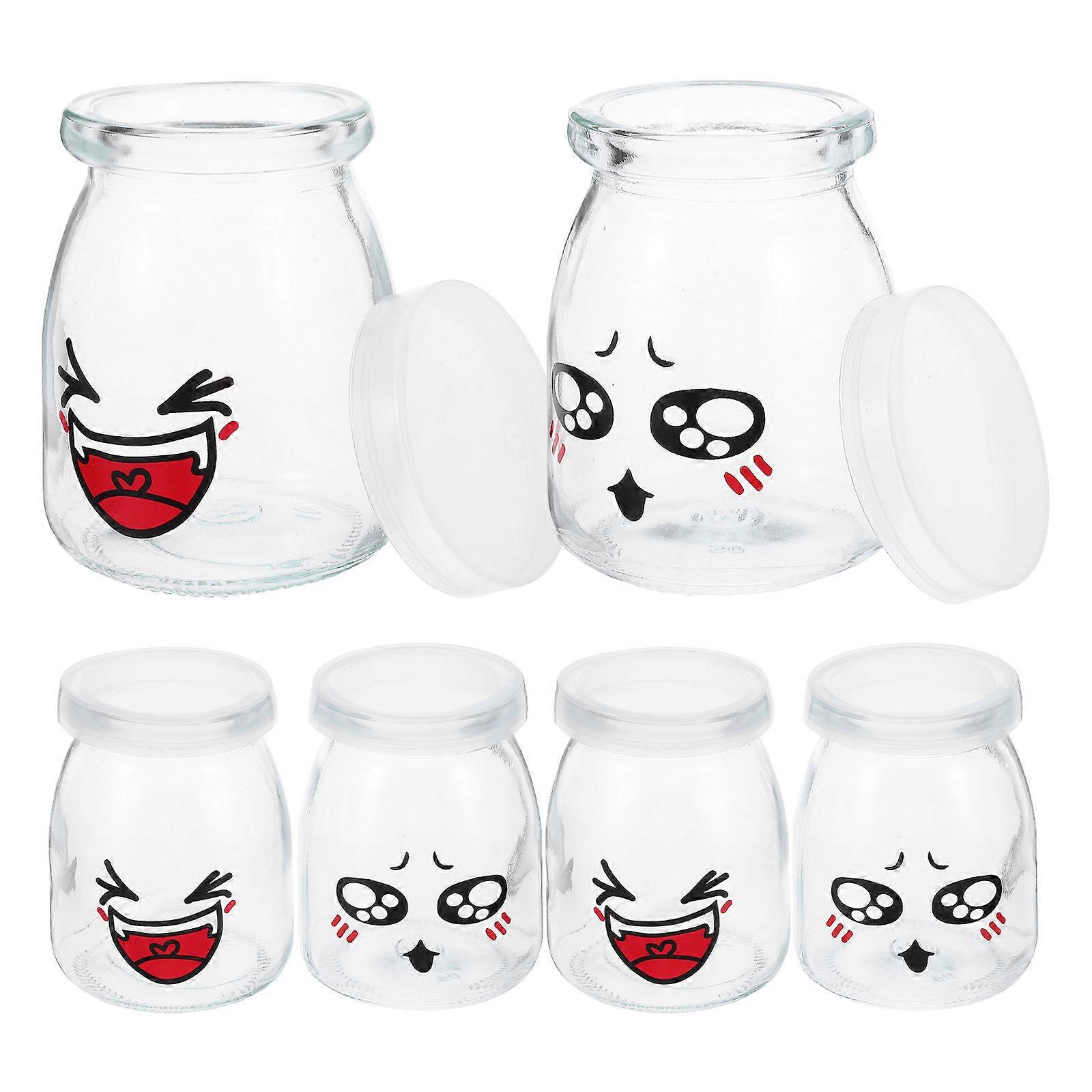 Facial Expression Pudding Bottles 150ml Perfect For Desserts And Storing Yogurt In Fashionable Style 18Pcs