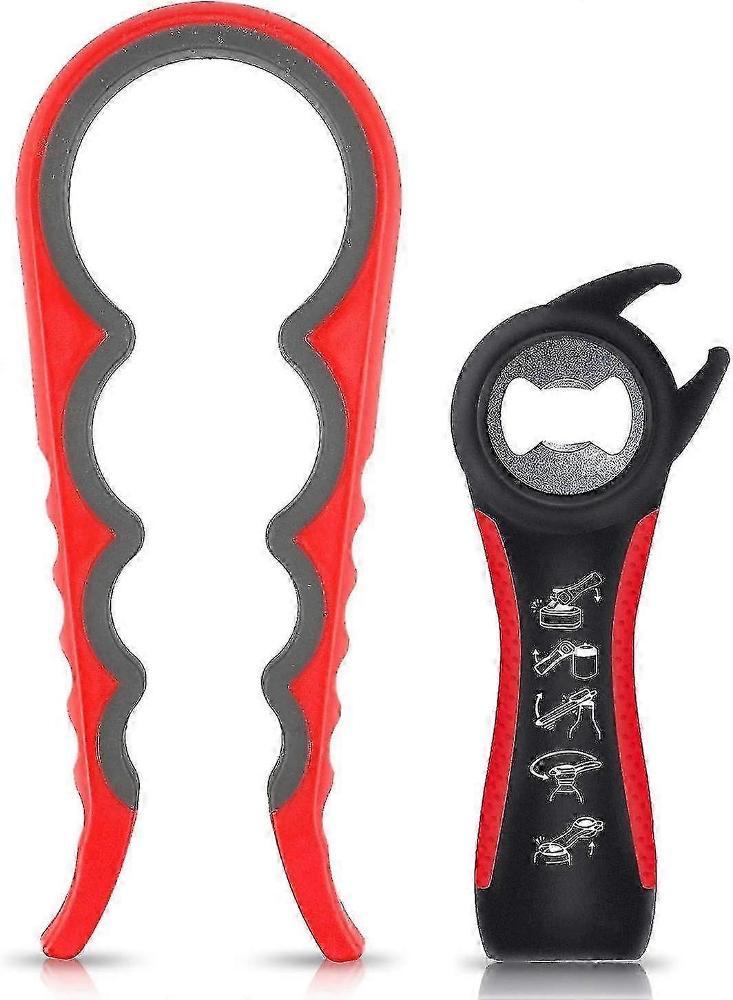 Lid Opener, Jar Opener Lid Opener 2 Pieces, Jar Opener Rubber 5 In 1 And 4 In 1, Jar Opener Seniors With Non-slip Grip, Bottle And Can Opener Ide