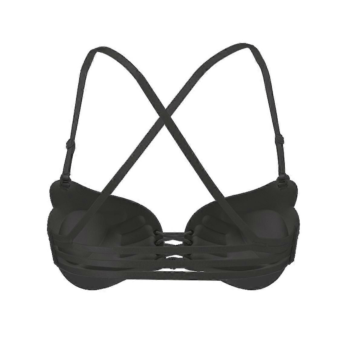Push Up Bra Backless Bra for Women Black Drawstring Design