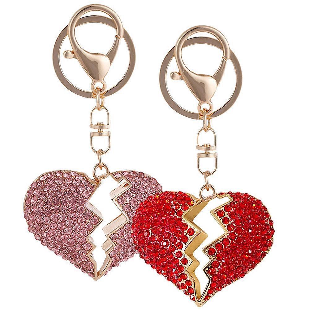 Hollow Love Heart Key Chain Pendant For Daily Use 8 Pcs With Diamonds
