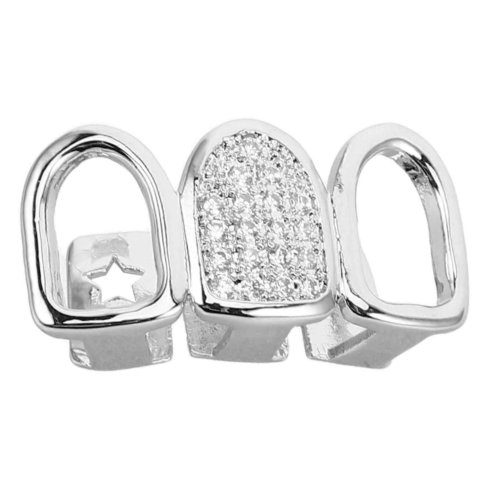 Hip Hop Silver Teeth Grill Caps for Women with Trendy Look 4Pcs