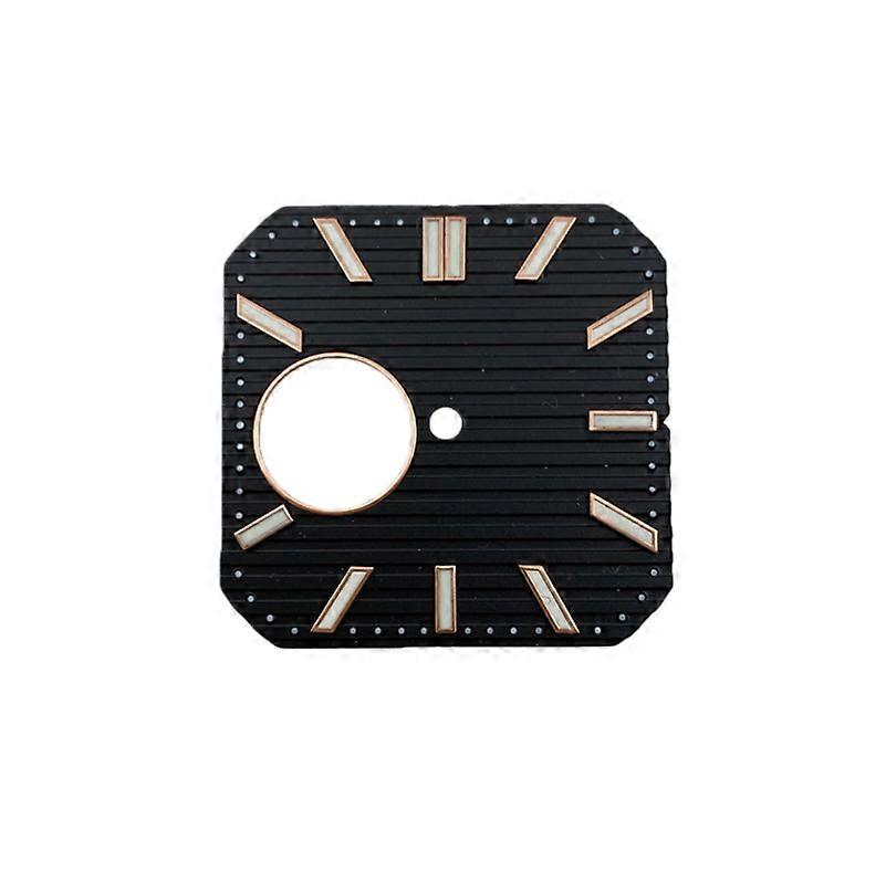 Watch Dial with Green Luminous Skeletonized Square Face 27.5mm Diameter Suitable for NH38 Movement (Black Dial Rose Gold Hands)