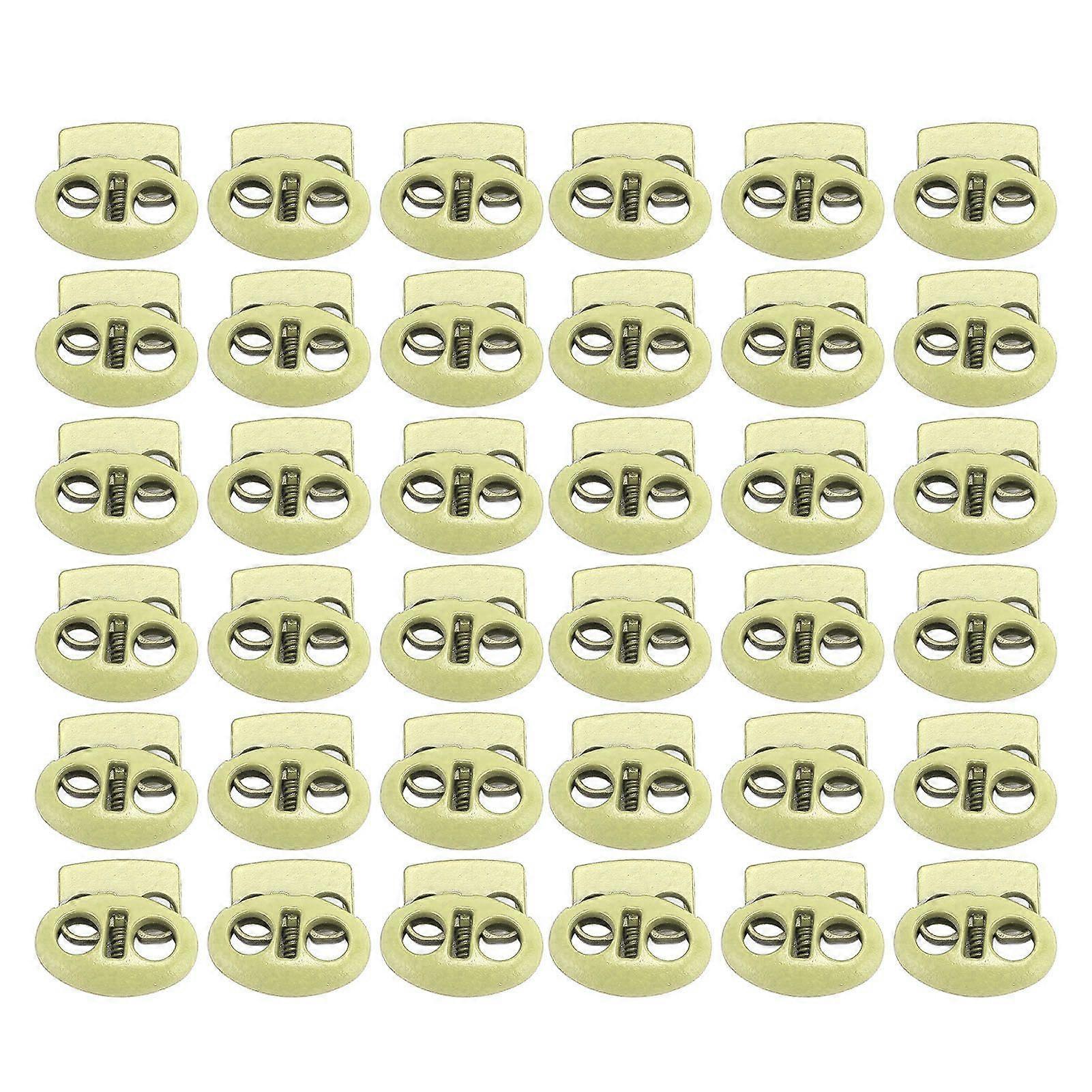 30pcs Spring Cord Lock Multipurpose Double Hole Spring Toggle Stopper for Shoelace Drawstrings Paracord Bags Clothing Green