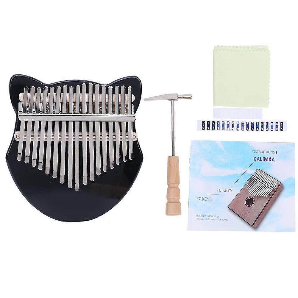 17Key Kalimba Thumb Keyboard Instrument with Bag and Tuning Hammer Musical Instrument GiftBlack
