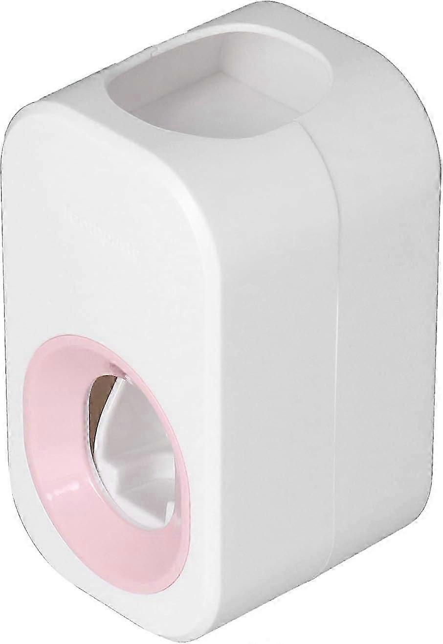 Toothpaste Holder, 6.3x6.3x11cm Toothpaste Squeezer Automatic Touchless ABS Toothpaste Dispenser for Automatically Squeezing Toothpaste(Pink White)