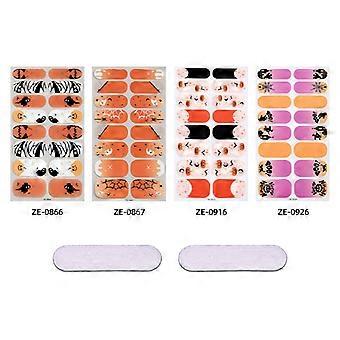 Halloween Luminous Nail Polish Film Set, 4 Types Glittering Adhesive Nail Art Stickers for Party