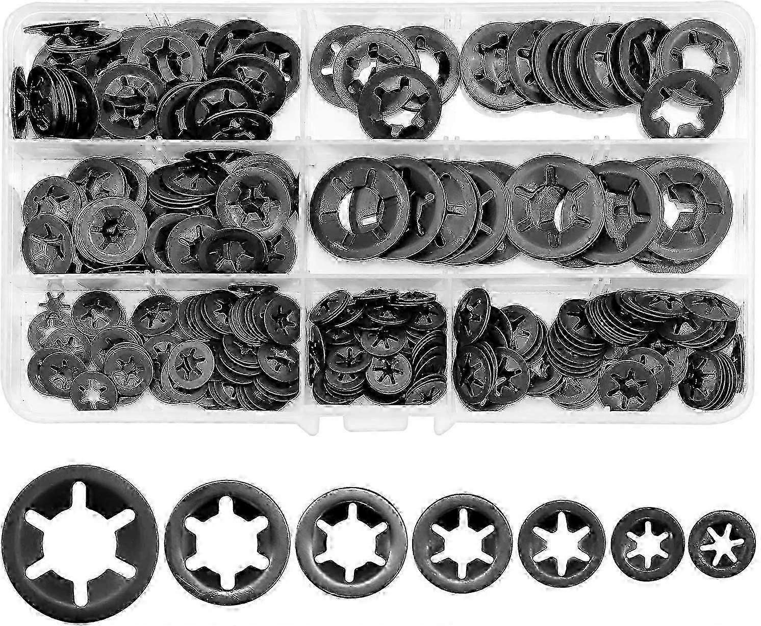 340 Pcs Lock Washers Kit - Assorted Sizes - Secure Fasteners for Bearings - High-Quality