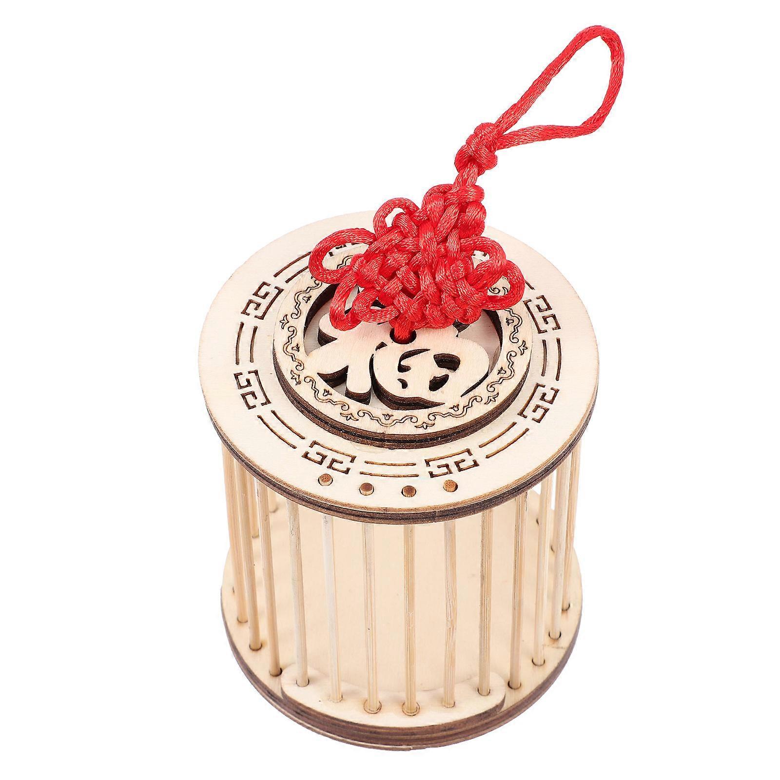 Small Insects Cage Bamboo Hanging Cage for Storage Use 2Pcs Khaki