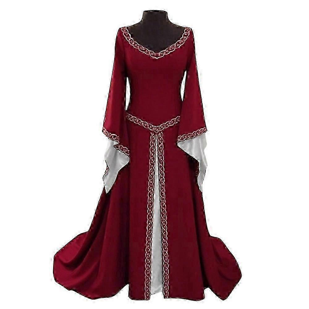 中世のヴィンテージコートドレス女性用ゴシック服長袖ロングマキシドレスガウンコスプレハロウィンゴシックコスチューム