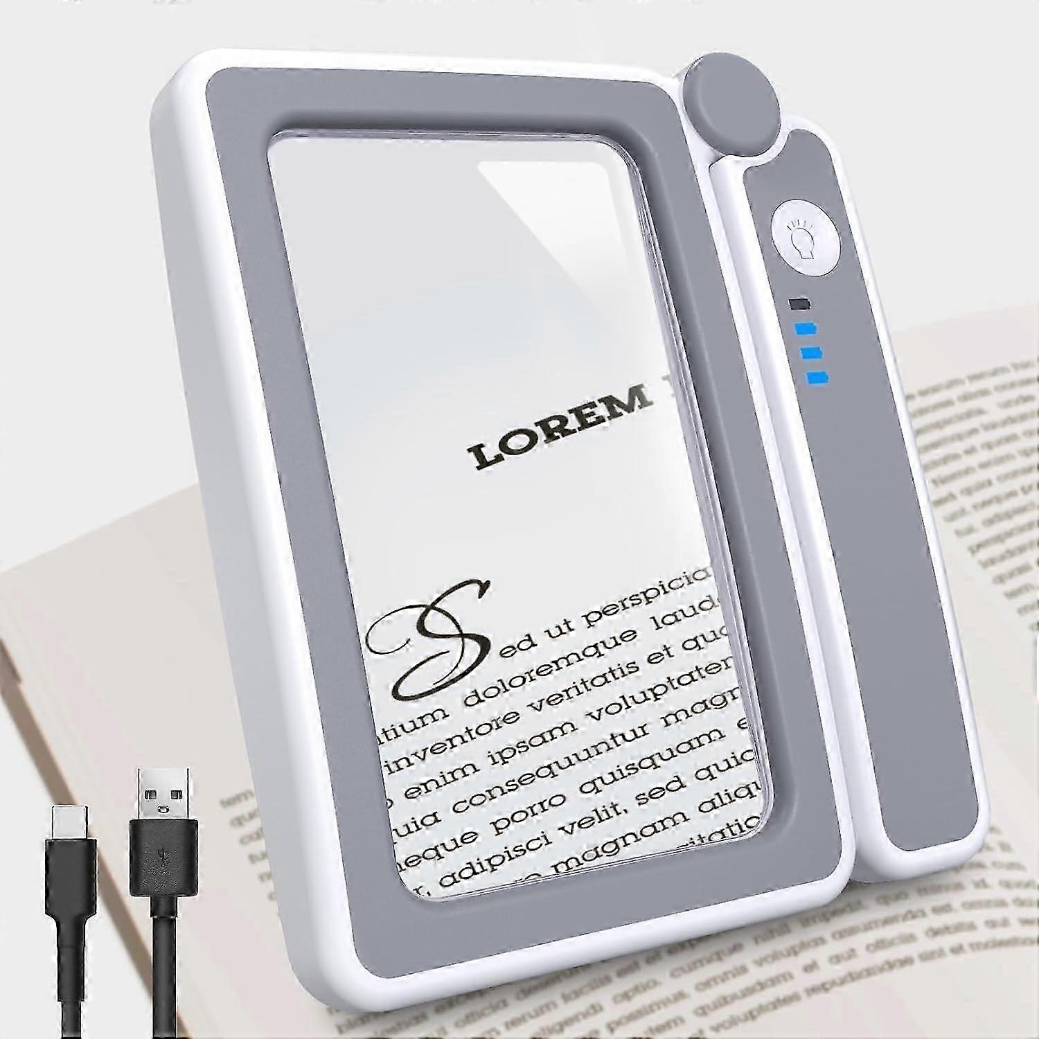 Folding LED Magnifying Glass with Light, Large Rectangle Dimmable Magnifier for Seniors Reading