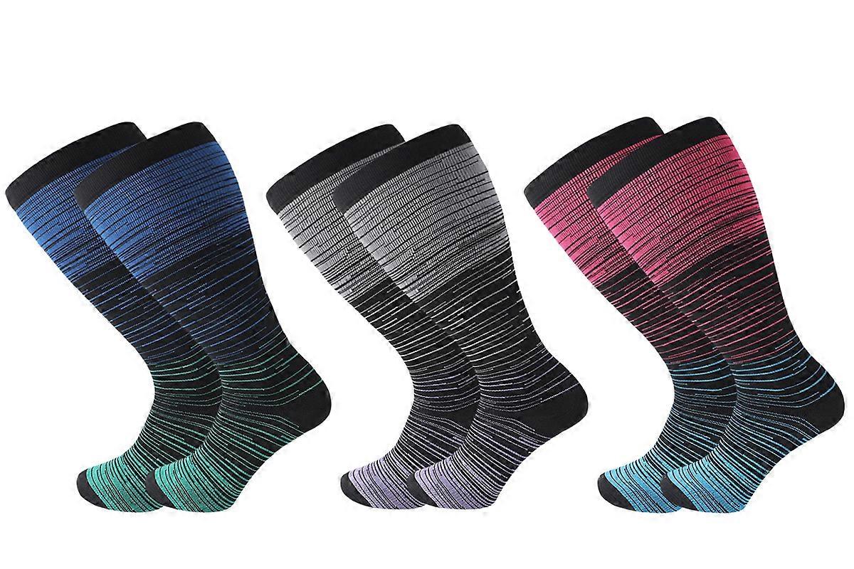 3 Pairs Plus Size Compression Socks for Women Men Knee High
