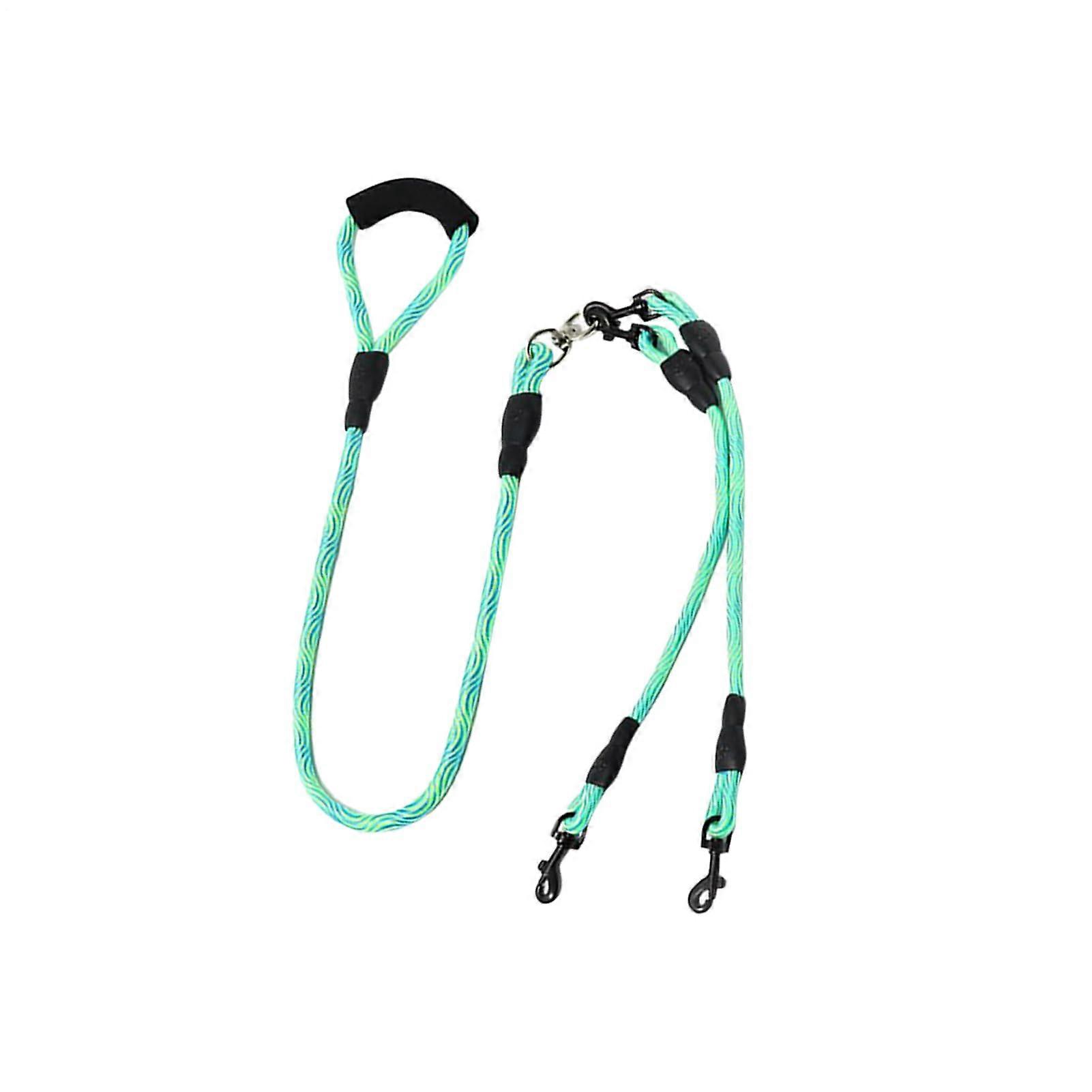 Dog Rope Double Dog Leash For Walking With Ergonomic Handle 360 Degree Swivel Green For Small To Large Breeds Hiking Camping